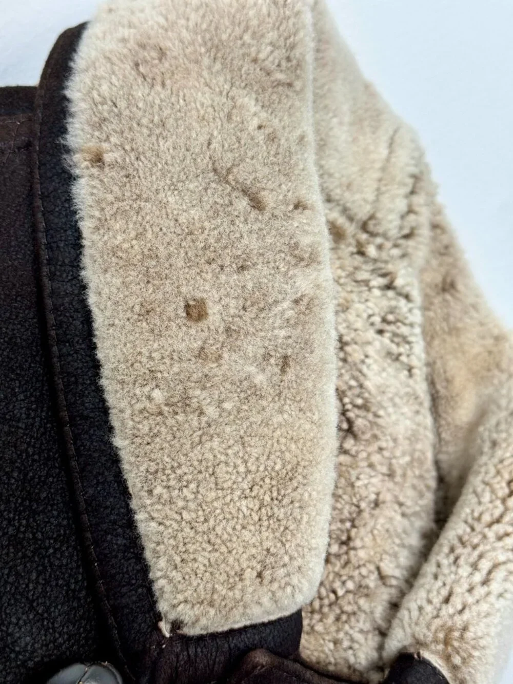 Vintage Denimax Paris NY Genuine Shearling Leather Car Coat Brown XXL